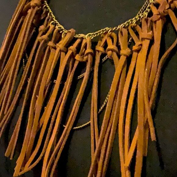 Vintage Leather Fringe Necklace - Picture 2 of 3